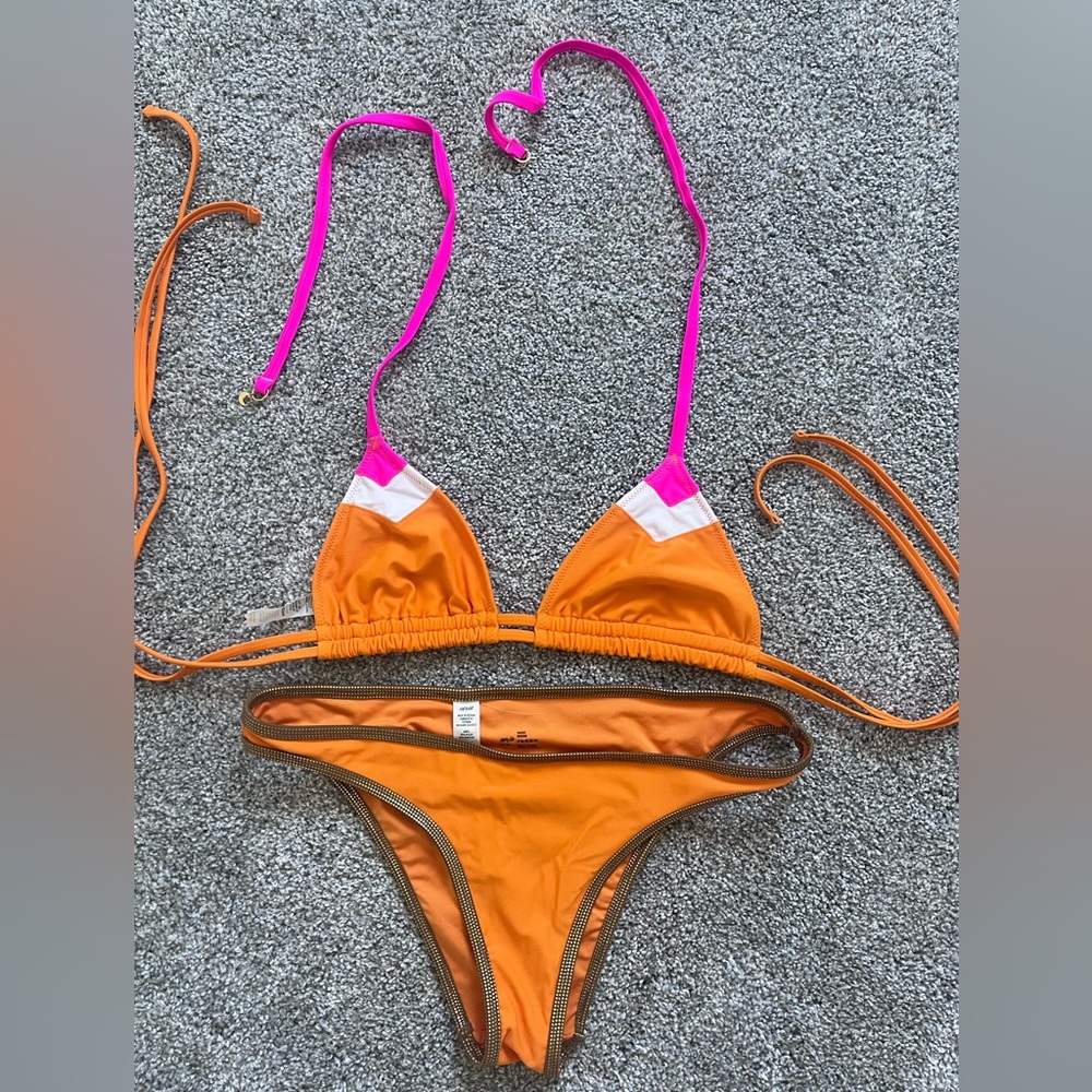 aerie Bright Orange Cheeky Bikini Set